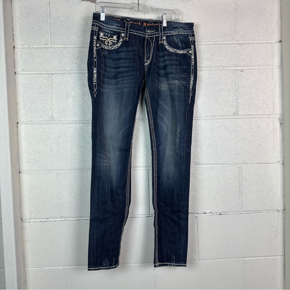 Rock Revival Kal skinny embellished blue jeans 30